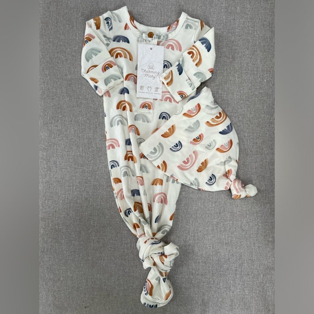 Charming Mary Rainbow Knot Sleep Sack with Matching Hat Newborn Size